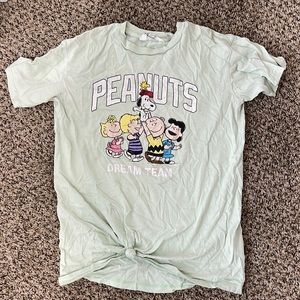 light green peanuts dream team tee